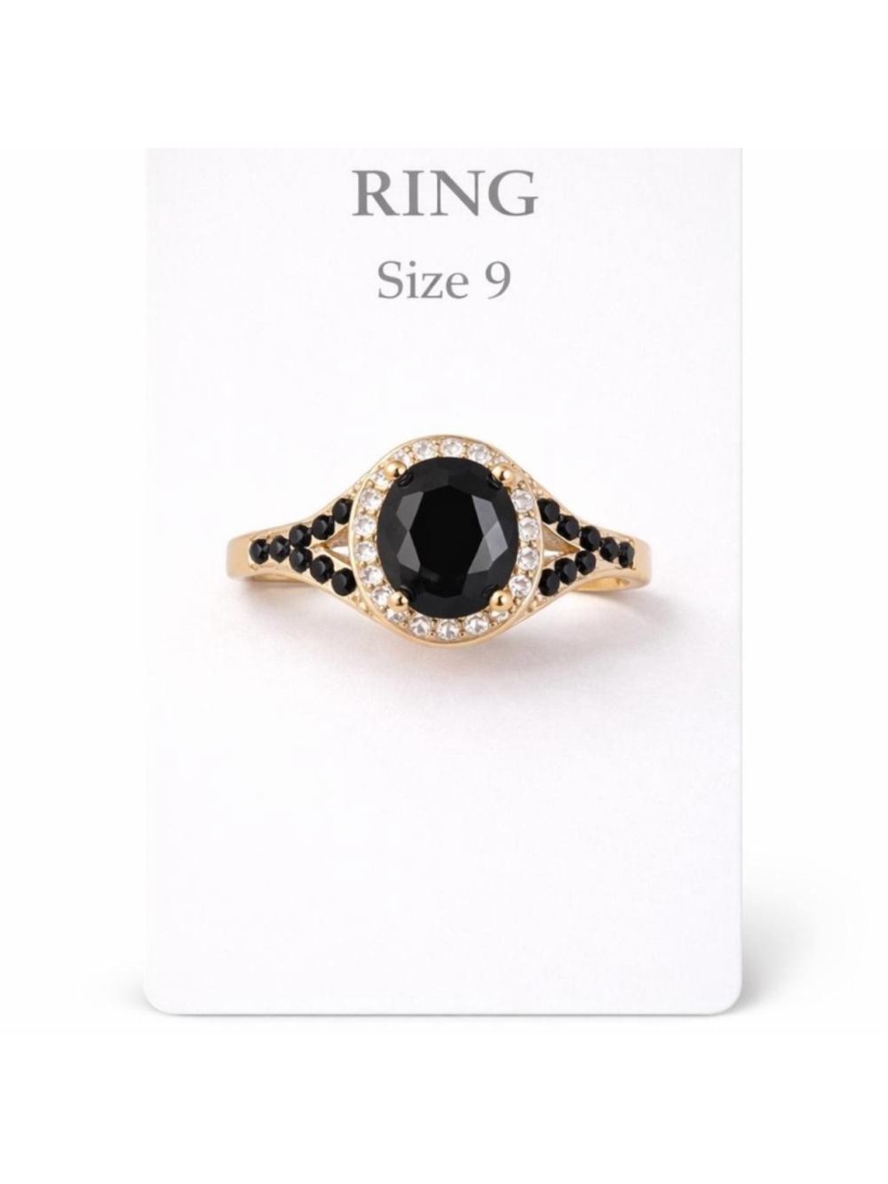 Black Stone Gold Ring Size 10 Oval Statement Ring 


Elegant gold-tone
